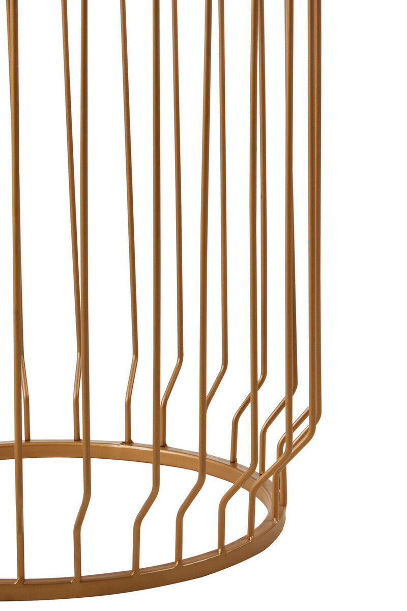 Shalimar Marble Top Round Side Table With Wireframe Base