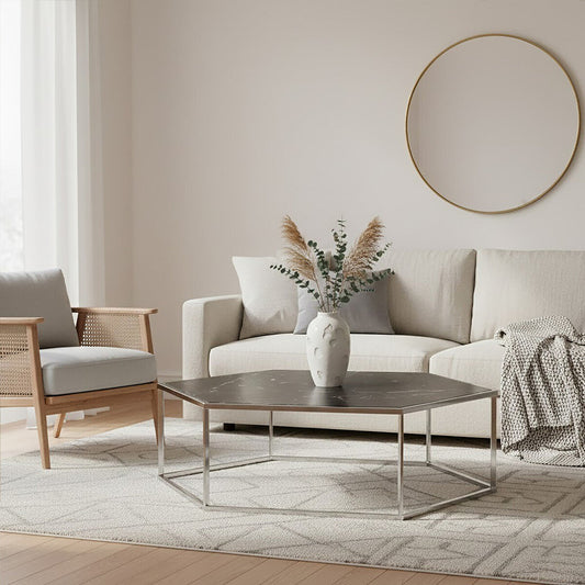 Piermount Silver Frame Hexagon Coffee Table