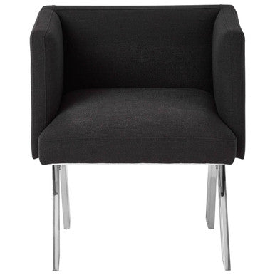Black Dining Chair with Silver Legs | Piermount