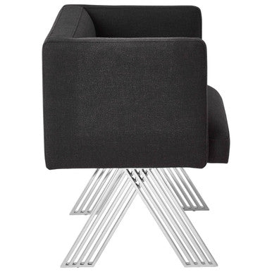 Black Dining Chair with Silver Legs | Piermount