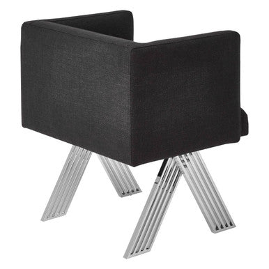 Black Dining Chair with Silver Legs | Piermount
