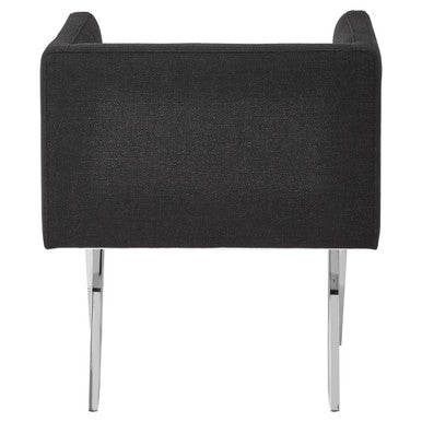Black Dining Chair with Silver Legs | Piermount