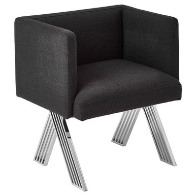 Black Dining Chair with Silver Legs | Piermount