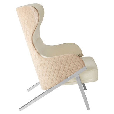 Piermount Ivory Wood and Metal Wingback Chair with Silver Finish Legs
