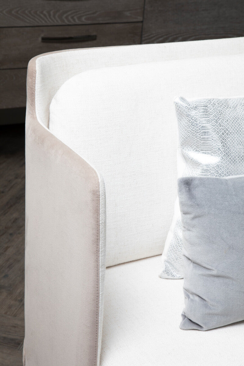 White and Mink 2 Seater Sofa with Metal Base | Piermount