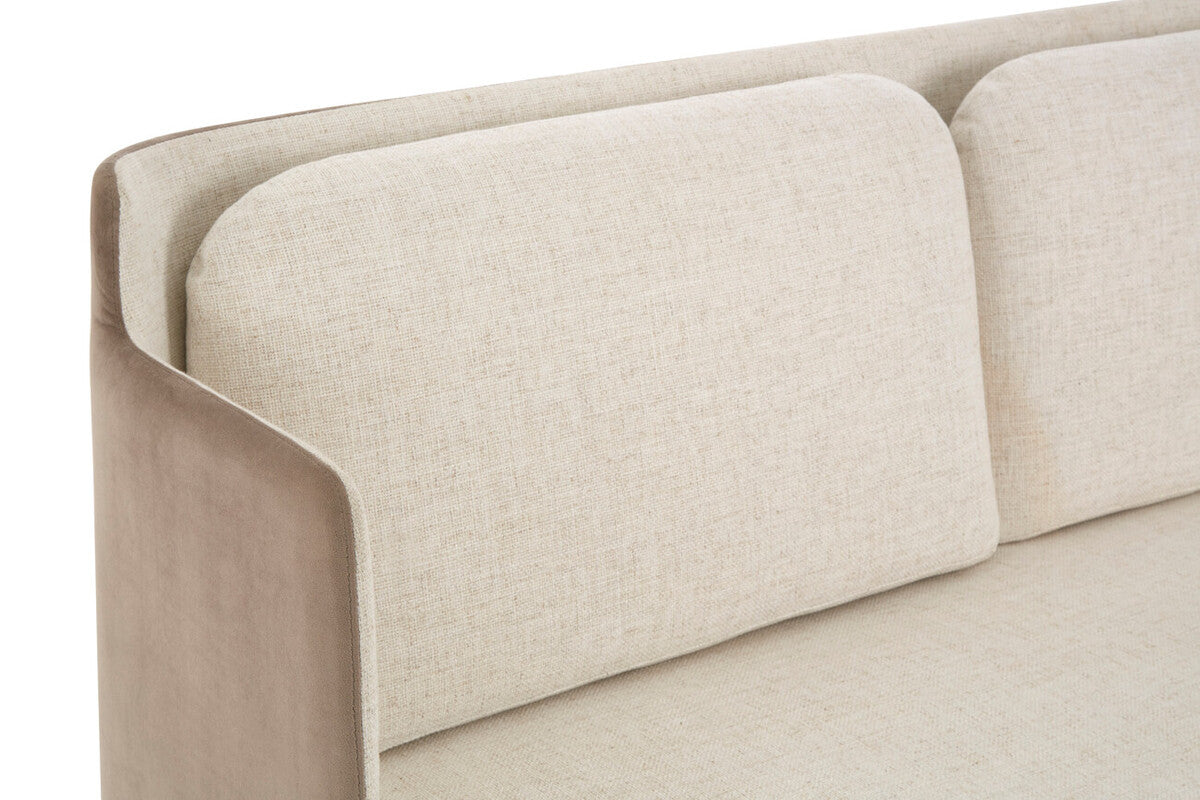 White and Mink 2 Seater Sofa with Metal Base | Piermount