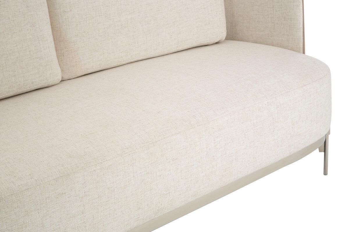 White and Mink 2 Seater Sofa with Metal Base | Piermount