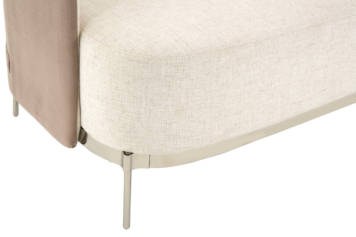 White and Mink 2 Seater Sofa with Metal Base | Piermount