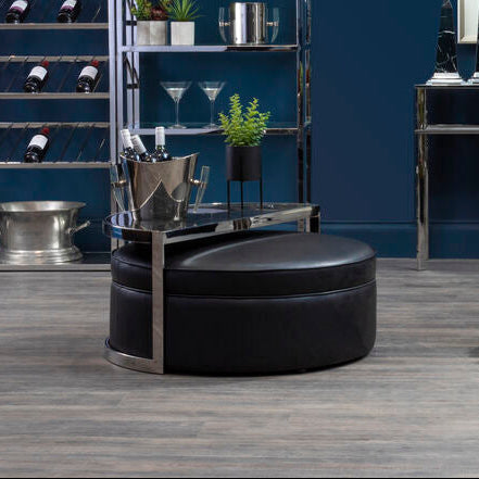 Black Stool and Coffee Table Set with Nesting Design, Piermount