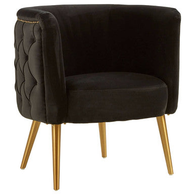 Manhattan Black Fabric Tub Chair with Button Tufting