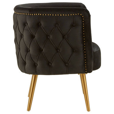 Manhattan Black Fabric Tub Chair with Button Tufting
