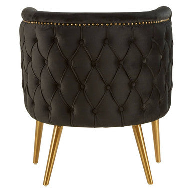 Manhattan Black Fabric Tub Chair with Button Tufting