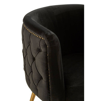 Manhattan Black Fabric Tub Chair with Button Tufting