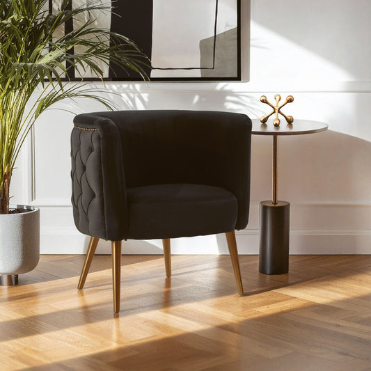 Manhattan Black Fabric Tub Chair with Button Tufting