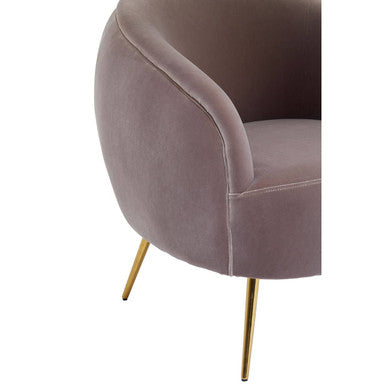 Manhattan Mink Velvet Accent Chair with Curved Back