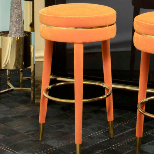 Manhattan Orange Velvet Bar Stool