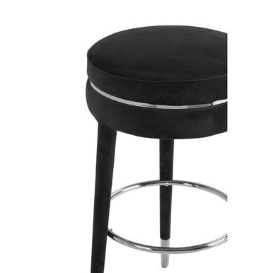 Grey Velvet Bar Stool with Rubberwood Legs | Manhattan