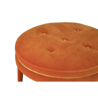 Manhattan Orange Velvet Footstool with Button Tufting