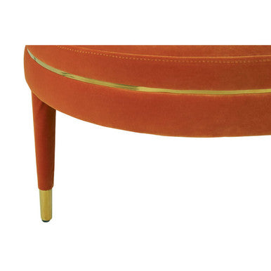 Manhattan Orange Velvet Footstool with Button Tufting