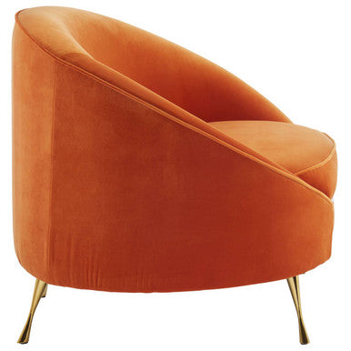 Manhattan Orange Velvet Cocoon Chair