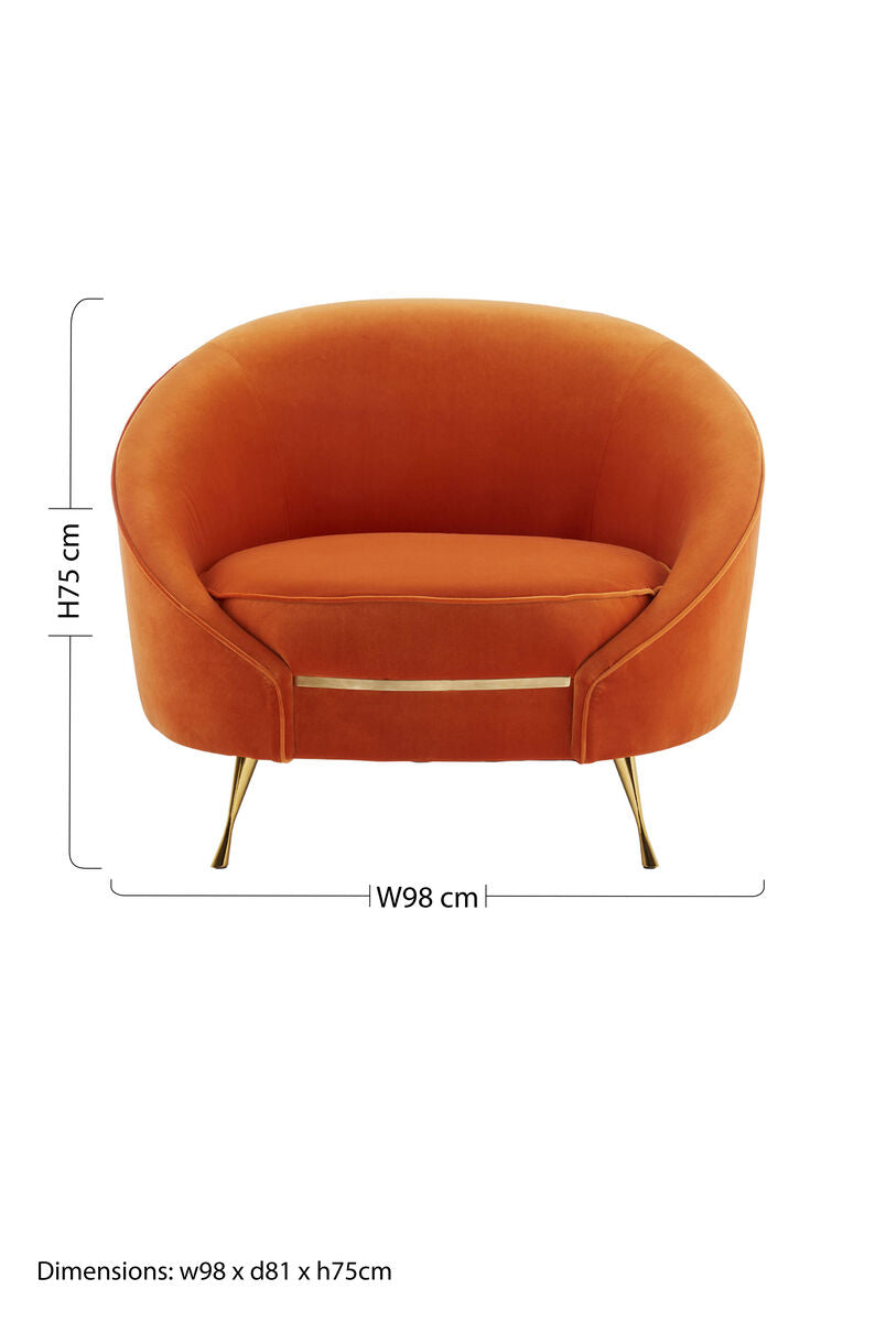Manhattan Orange Velvet Armchair