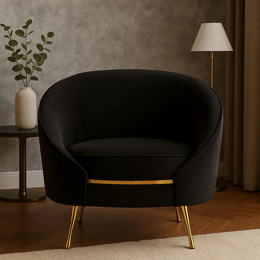 Manhattan Black Velvet Armchair