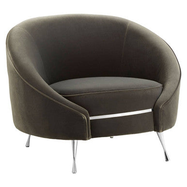 Manhattan Grey Velvet Cocoon Chair with Silver Finish Legs