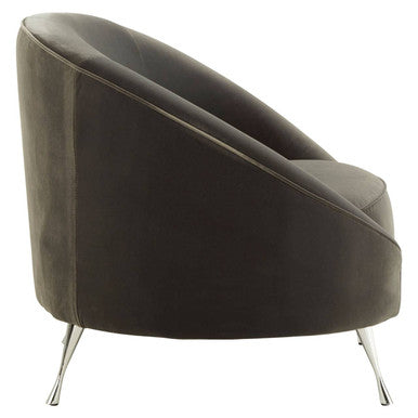 Manhattan Grey Velvet Cocoon Chair with Silver Finish Legs