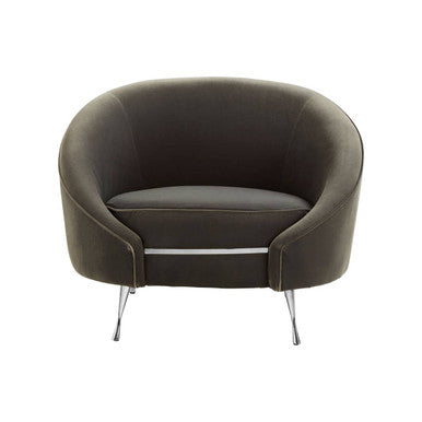 Manhattan Grey Velvet Cocoon Chair with Silver Finish Legs