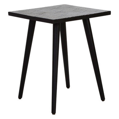 Black and White Top Bone Inlay Side Table with 4 Angular Legs | Boho