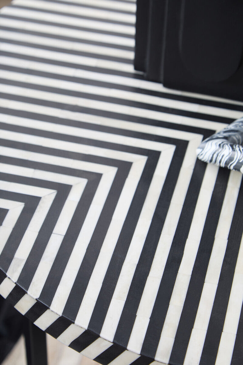 Boho Bone Inlay Coffee Table with Metal Legs