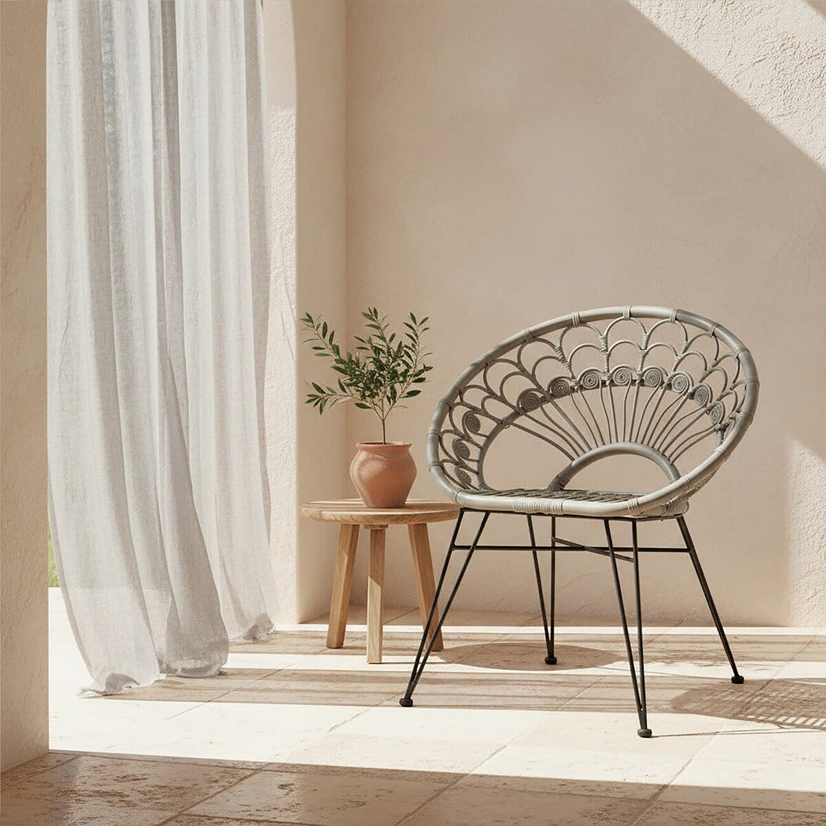 Grey Natural Rattan Chair | Manado