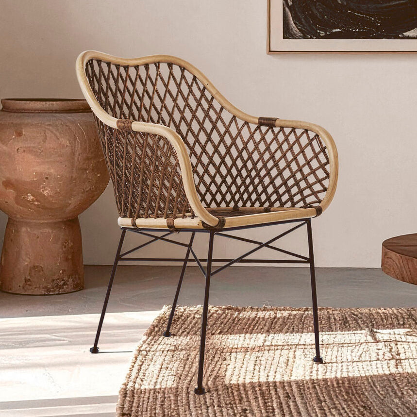 Manado Natural Rattan and Metal Chair