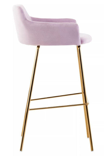 Tamzin Pink Velvet Low Back Bar Chair