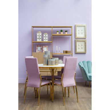 Tamzin Pink Velvet High Back Dining Chair