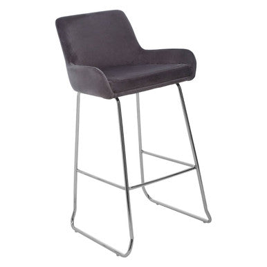 Tamzin Grey Velvet Bar Chair With Low Arms