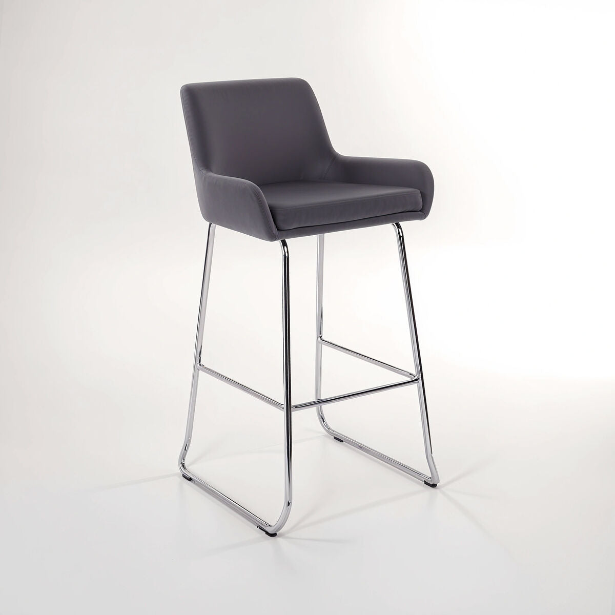 Grey Velvet Bar Chair with Low Arms | Tamzin