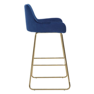 Tamzin Blue Velvet Bar Chair With Low Arms