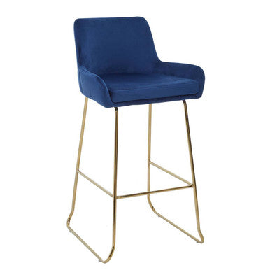 Blue Velvet Bar Chair with Low Arms | Tamzin
