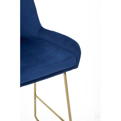 Blue Velvet Bar Chair with Low Arms | Tamzin