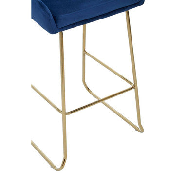 Tamzin Blue Velvet Bar Chair With Low Arms