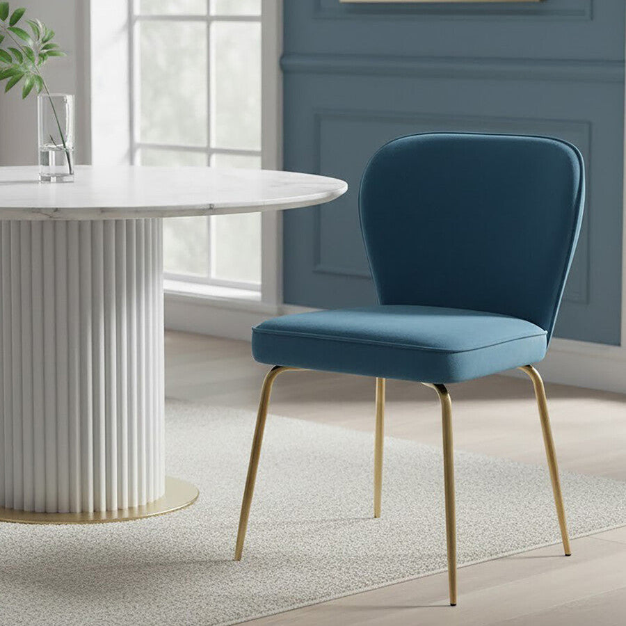 Tamzin Blue Velvet Curved Back Dining Chair