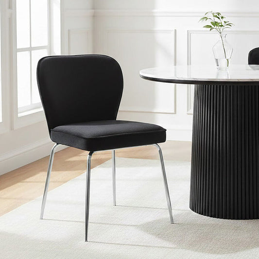 Tamzin Curved Black Chrome Finish Dining Chair