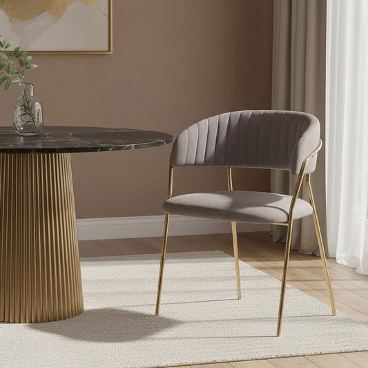 Tamzin Mink Velvet Channel Tufted Dining Chair