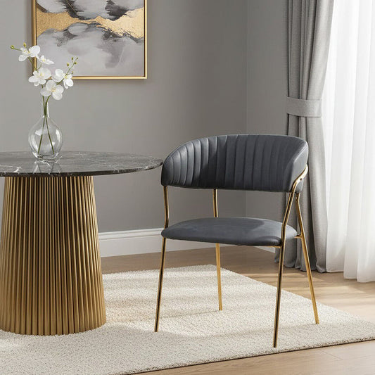 Tamzin Dark Grey Faux Leather Dining Chair