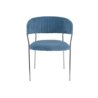 Tamzin Blue Channel Chrome Finish Dining Chair