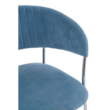 Blue Channel Chrome Finish Dining Chair | Tamzin