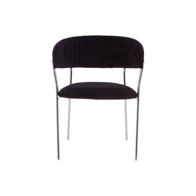 Tamzin Black Velvet Channel Tufted Dining Chair