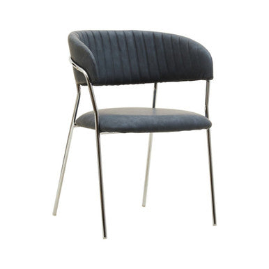 Dark Grey Leather Effect Curved Dining Chair | Tamzin