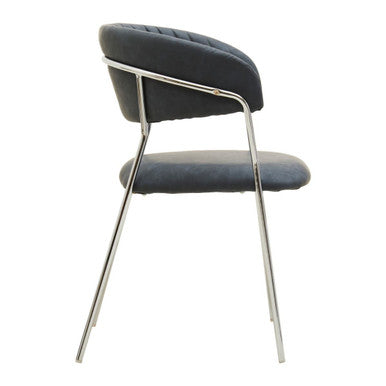 Dark Grey Leather Effect Curved Dining Chair | Tamzin